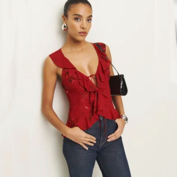 Reformation Tops - Reformation Paulette Top Red Vermillion Size 8